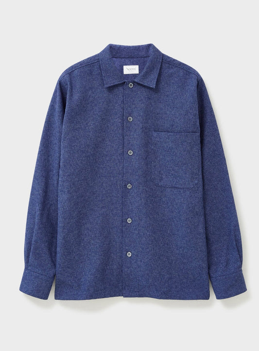 Recycled Cross Weave Spitalfields Blue Overshirt Over-Shirts Neem London 