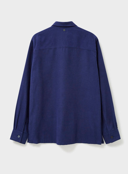 Recycled Blue Italian Flannel Piccadilly Overshirt Over-Shirts Neem London 