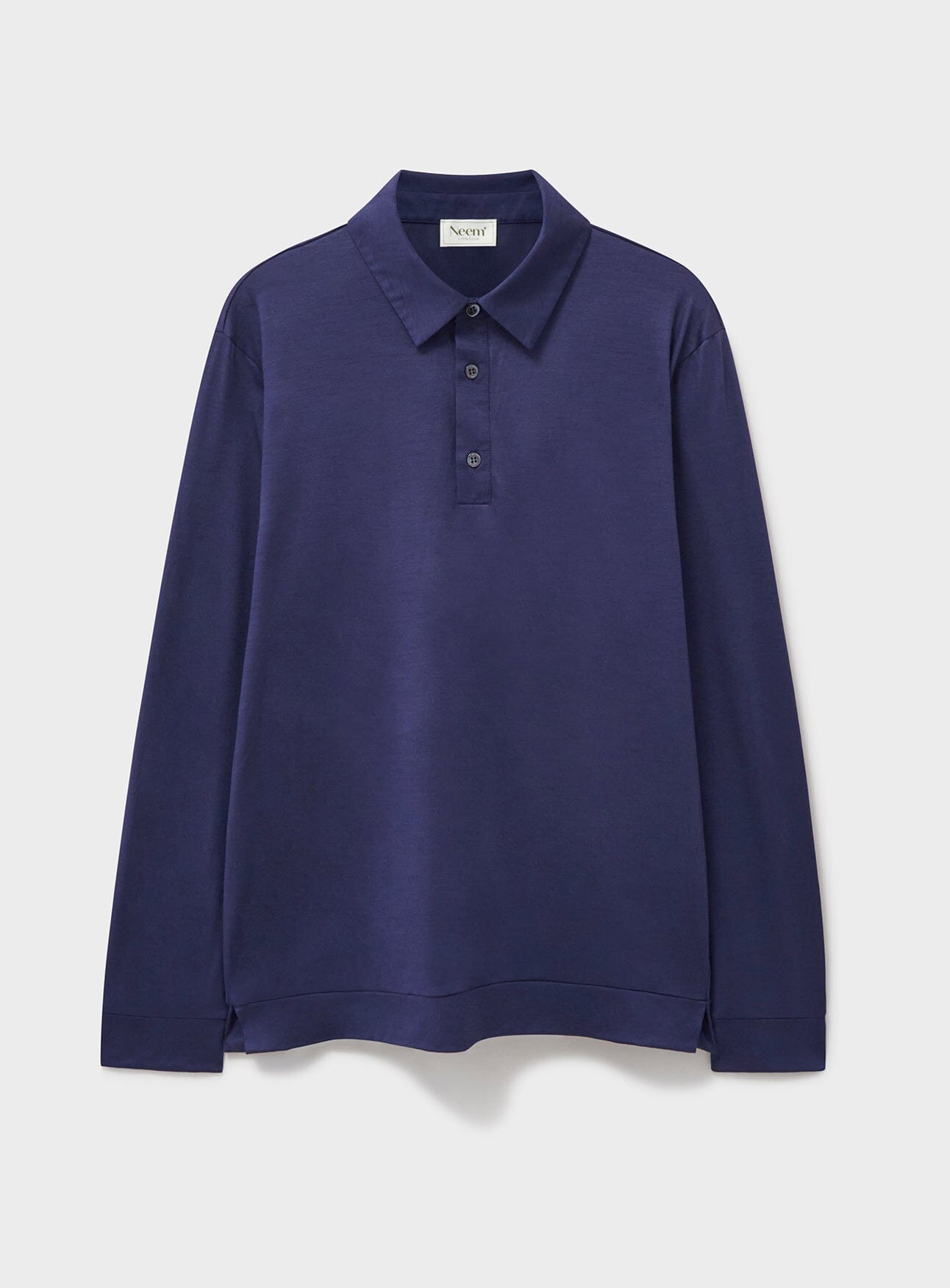 ZQ Merino Wool Jersey Steel Blue Long Sleeve Polo Shirt Polo Shirt Neem London 
