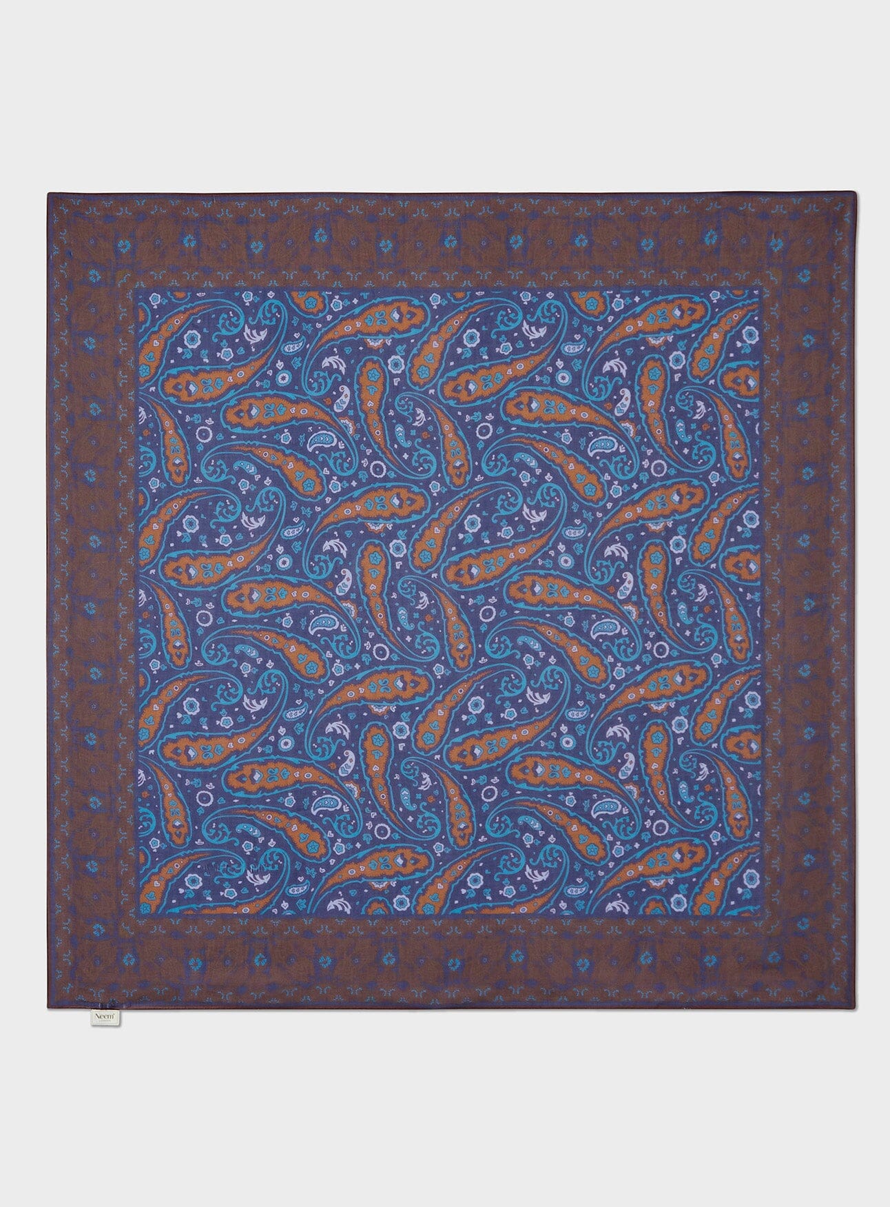 Flamboyant Tencel Chocolate & Blue Paisley Scarf Socks & Scarfs Neem London 