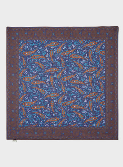 Flamboyant Tencel Chocolate & Blue Paisley Scarf Socks & Scarfs Neem London 