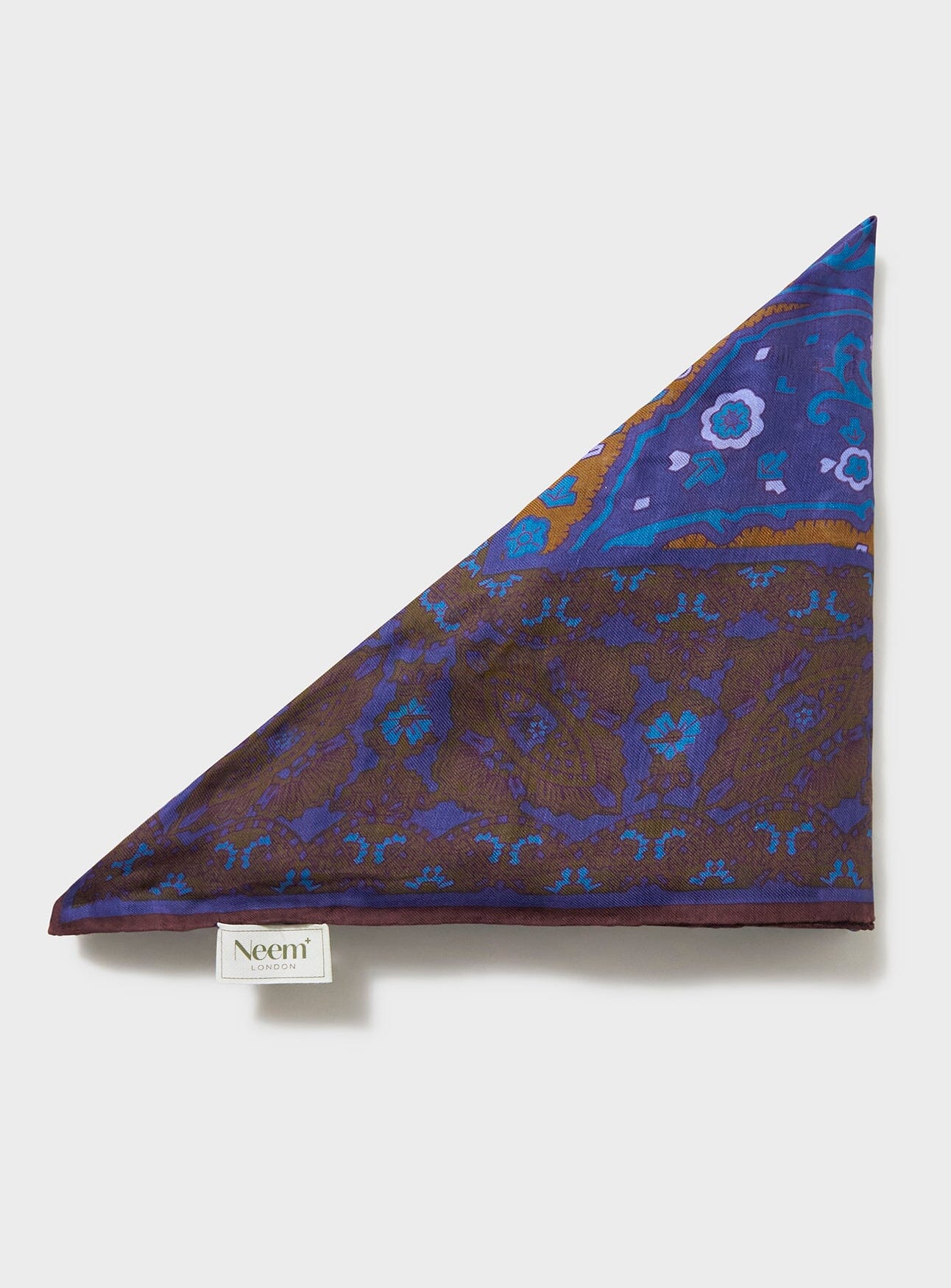 Flamboyant Tencel Chocolate & Blue Paisley Scarf Socks & Scarfs Neem London 