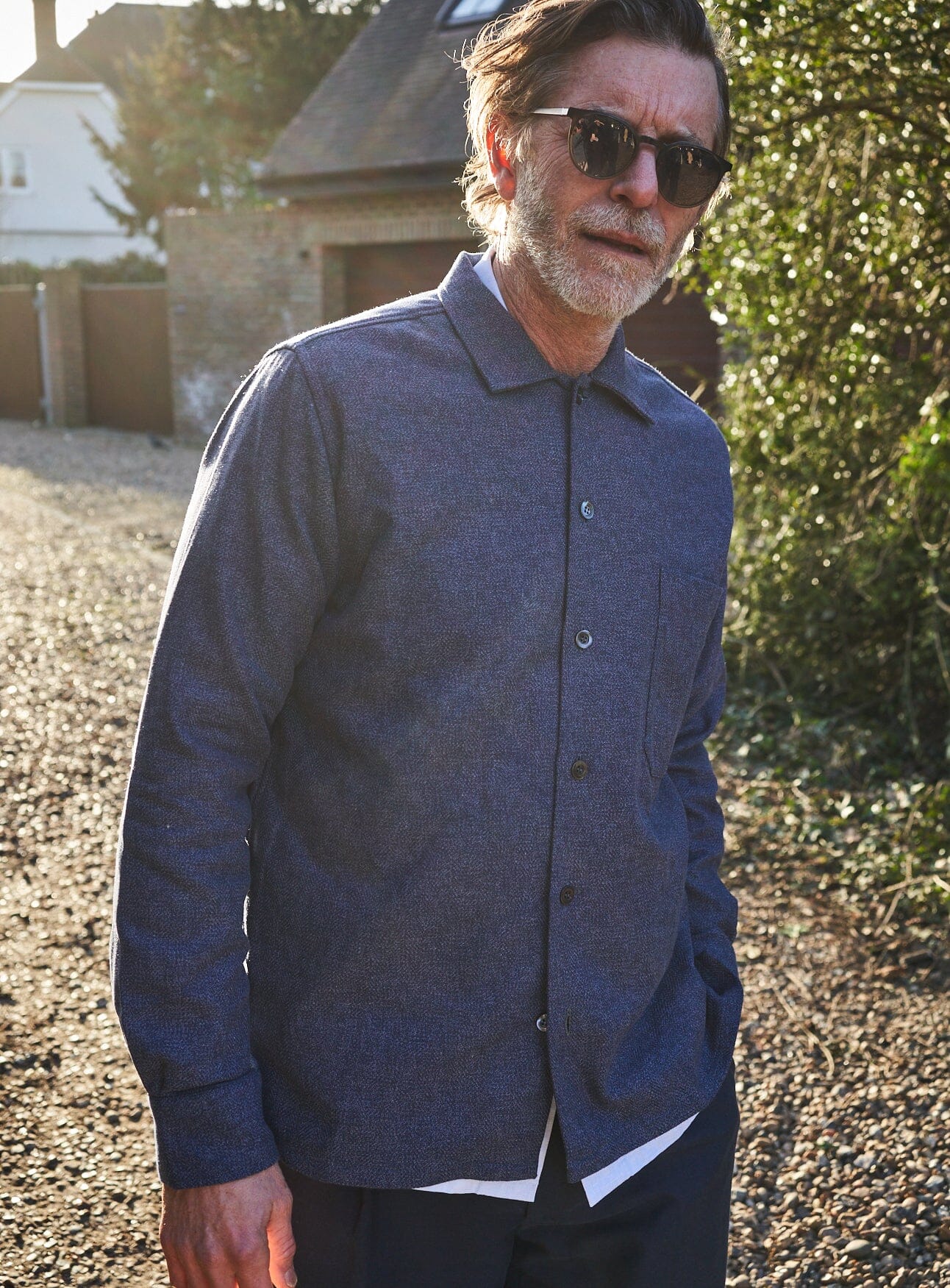 Recycled Cross Weave Spitalfields Blue Overshirt Spittalfields Overshirt Neem London 