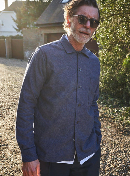 Recycled Cross Weave Spitalfields Blue Overshirt Spittalfields Overshirt Neem London 