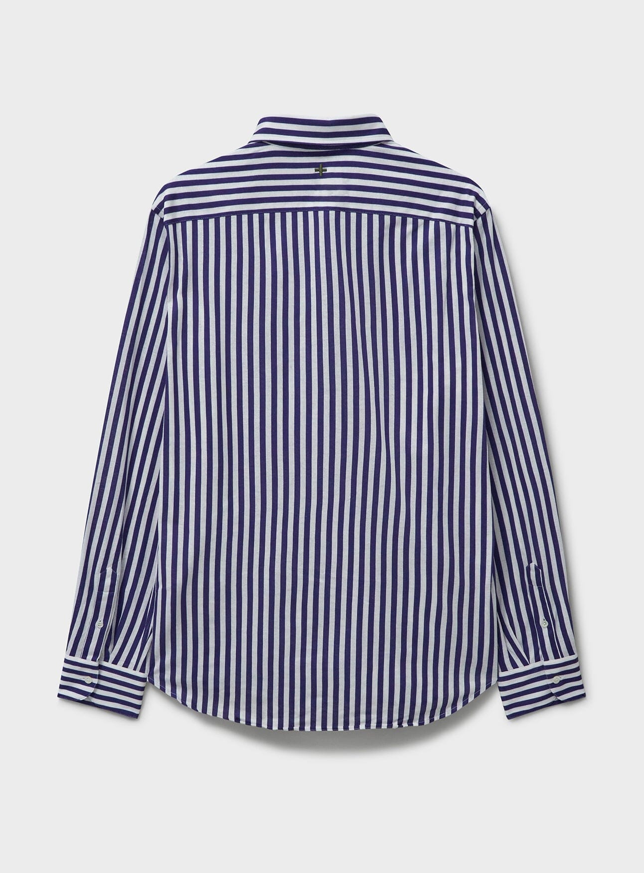 sustainable menswear navy city stripe mens popover shirt
