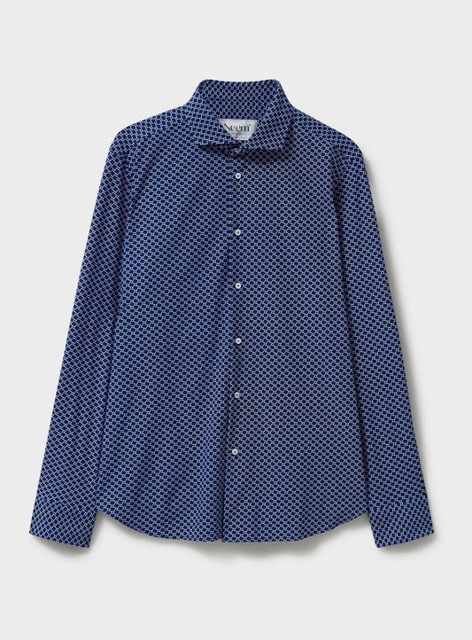 Comfort Shirt Navy Square Cut Away Shirt Comfort Shirts Neem London 