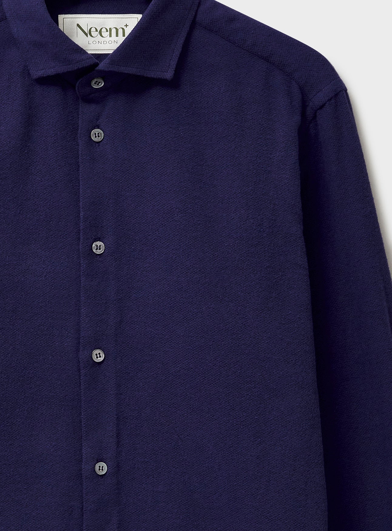 sustainable menswear recycled italian flannel mens navy overshirt cut away shirt