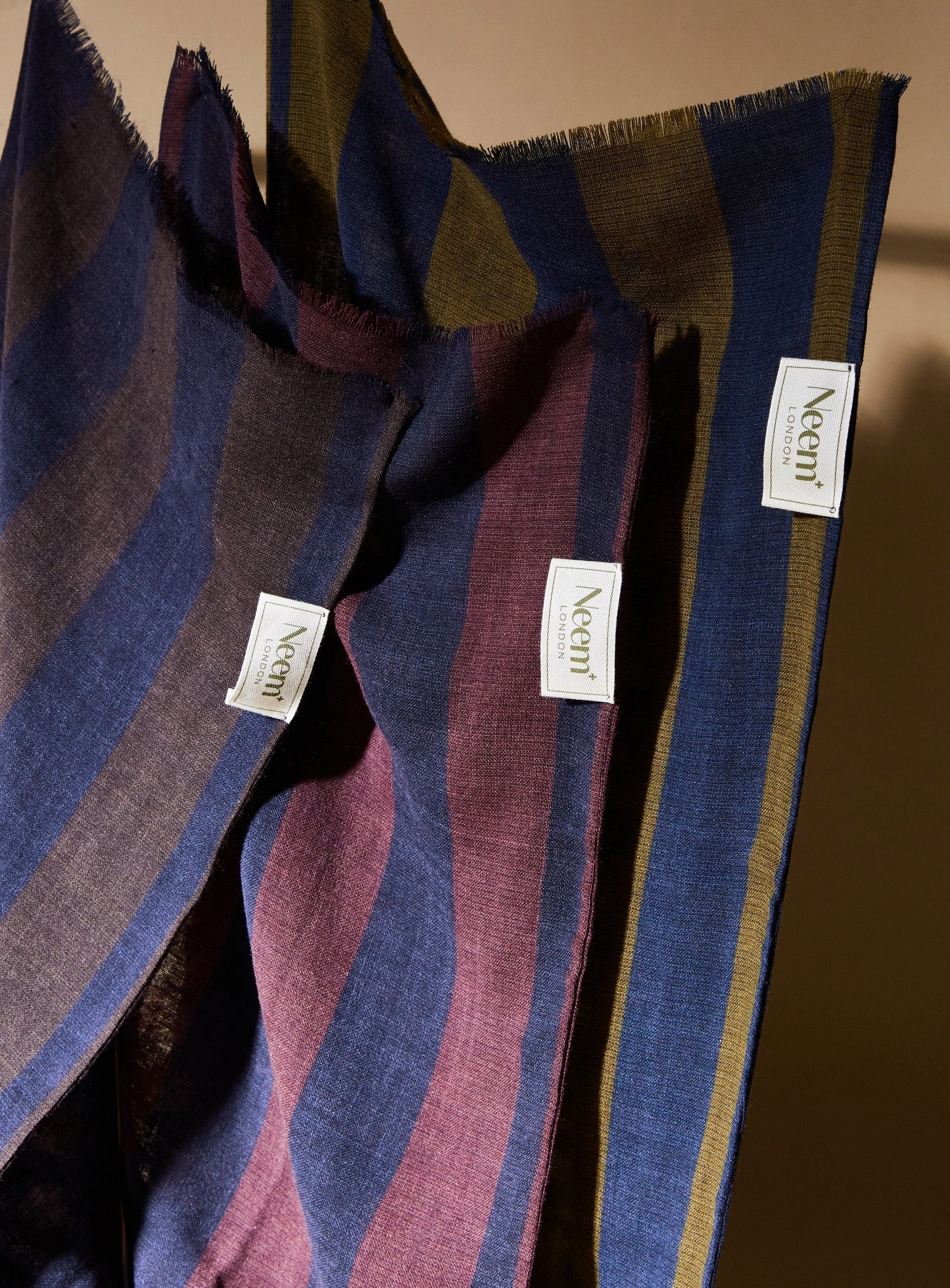 Recycled Double Faced Burgundy and Navy Spot Scarf Socks & Scarfs Neem London 