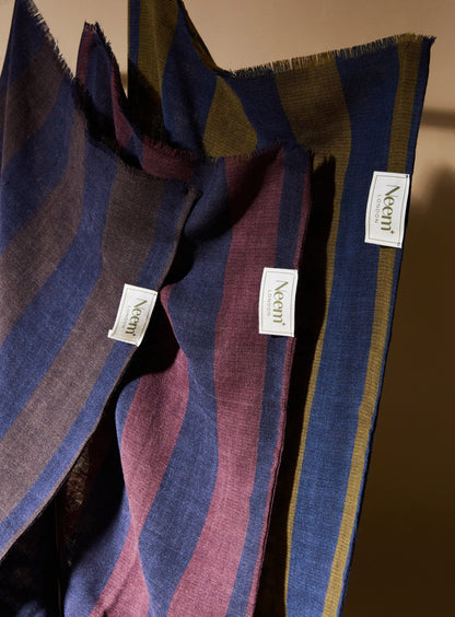 Recycled Double Faced Burgundy and Navy Spot Scarf Socks & Scarfs Neem London 