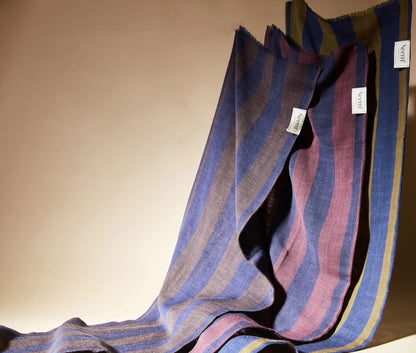 Recycled Double Faced Burgundy and Navy Spot Scarf Socks & Scarfs Neem London 