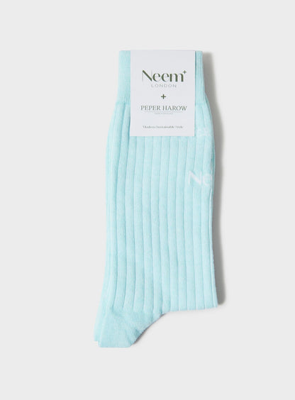 Recycled British Ribbed Cotton Sky Men's Socks Accessories Neem London 