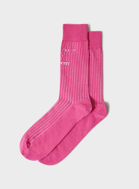 Recycled British Ribbed Cotton Bright Pink Men's Socks Accessories Neem London 