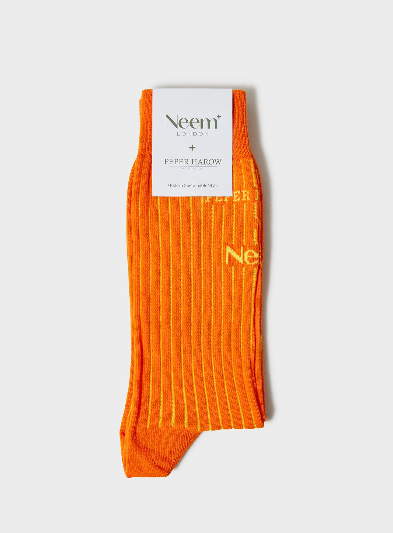 Recycled British Ribbed Cotton Orange Men's Socks Accessories Neem London 