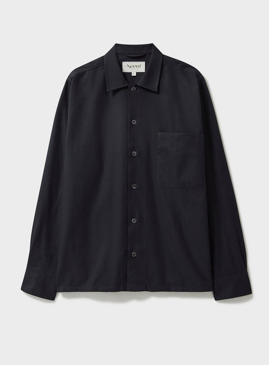 Regenerative Cotton Flannel Black Spitalfields Overshirt
