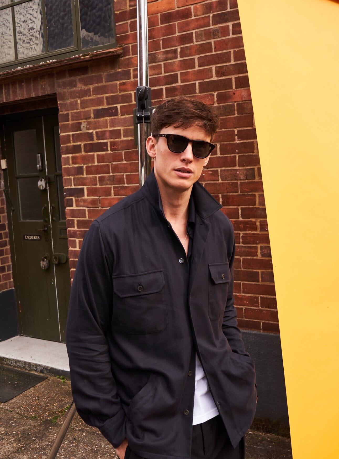 Regenerative Cotton Flannel Black Piccadilly Overshirt Over-Shirts Neem London 