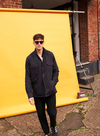 Regenerative Cotton Flannel Black Piccadilly Overshirt Over-Shirts Neem London 