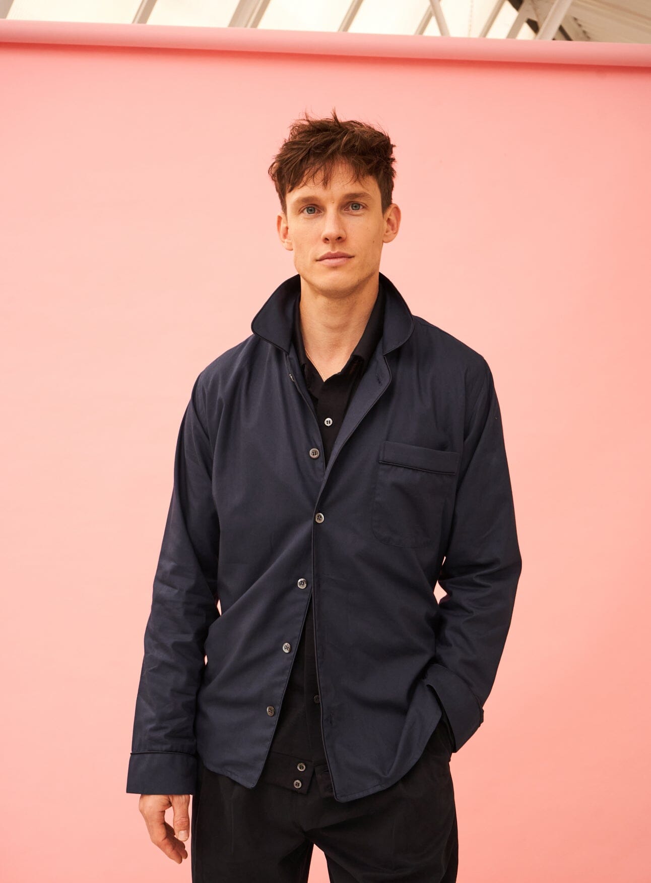 Regenerative Cotton Twill Navy Barnes Over-Shirts Neem London 