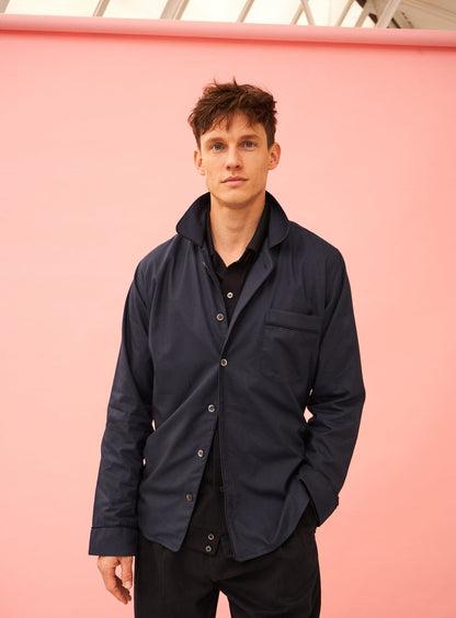 Regenerative Cotton Twill Navy Barnes Over-Shirts Neem London 