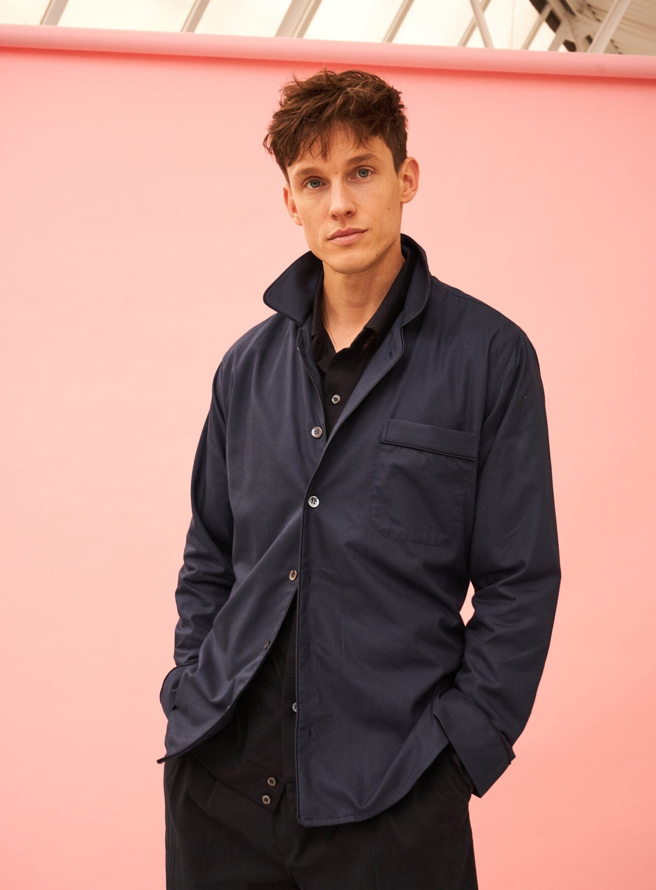 Regenerative Cotton Twill Navy Barnes Over-Shirts Neem London 