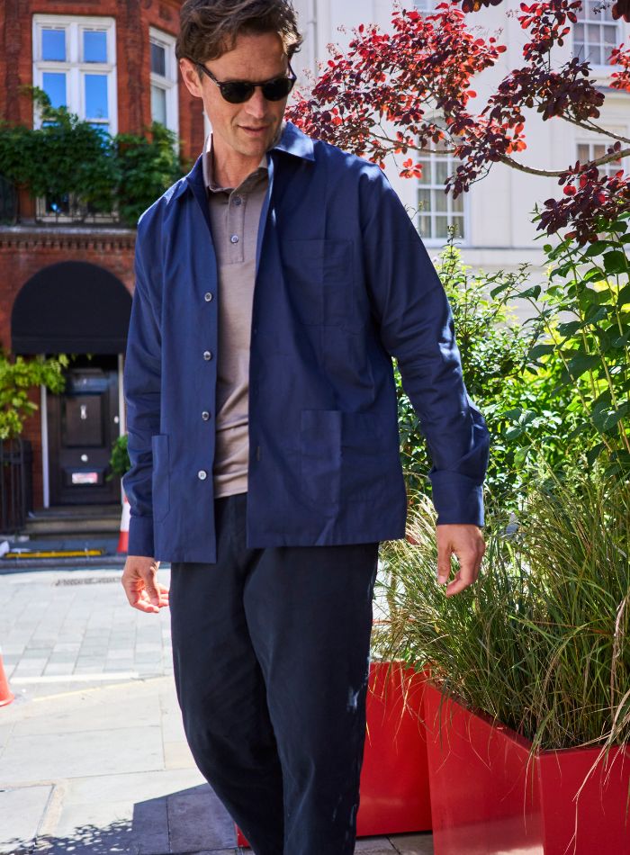 Regenerative Cotton Navy Shirt Jacket
