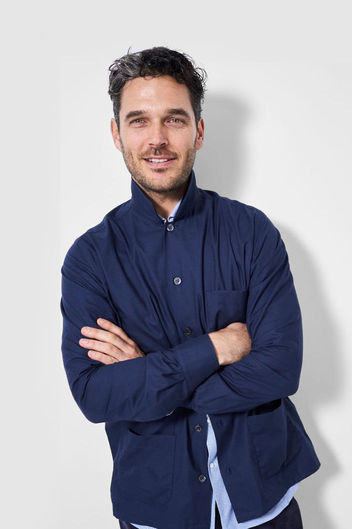 Regenerative Cotton Navy Shirt Jacket