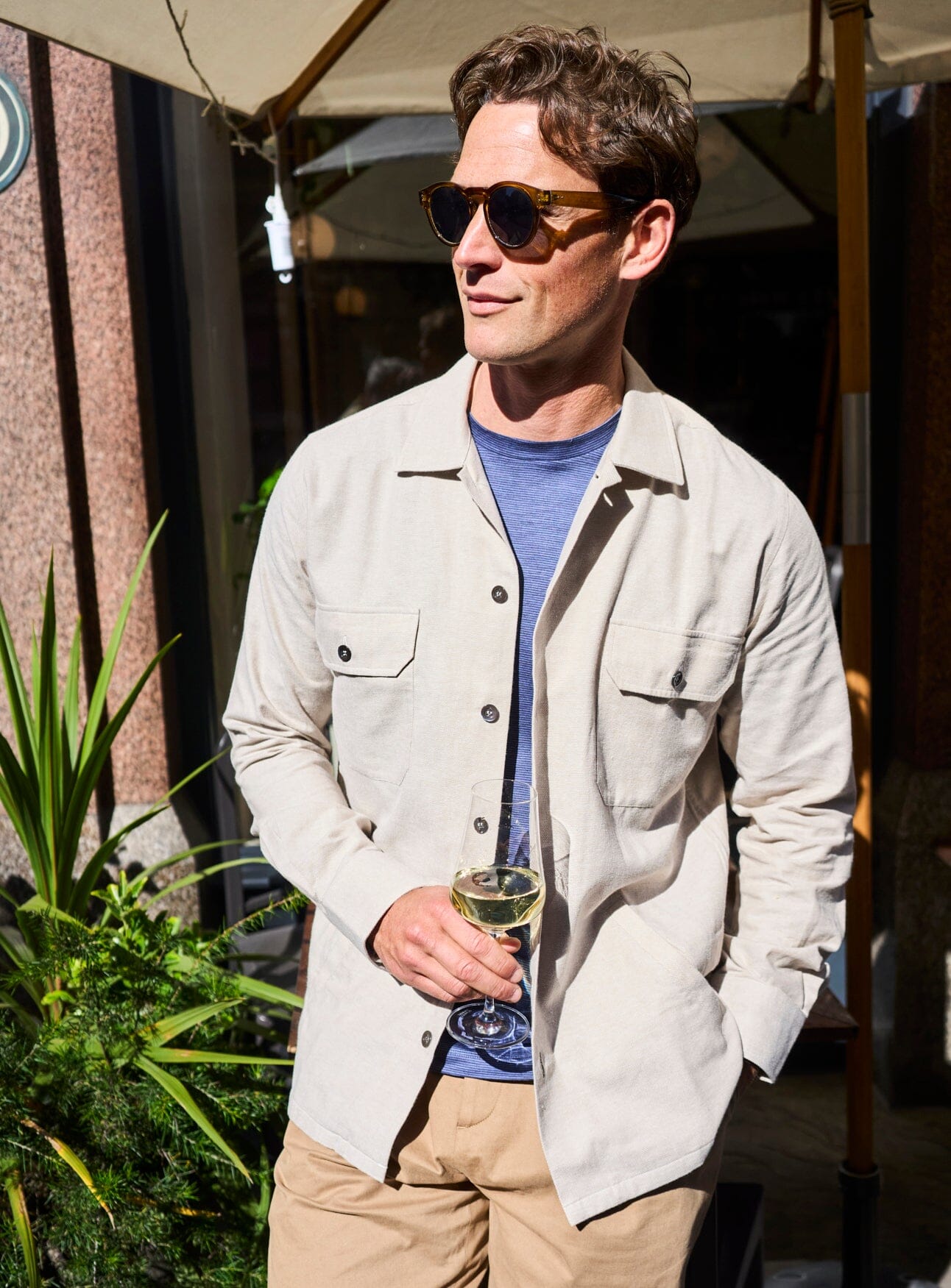 Recycled Italian Flannel Oatmeal Piccadilly Piccadilly Overshirt Neem London 