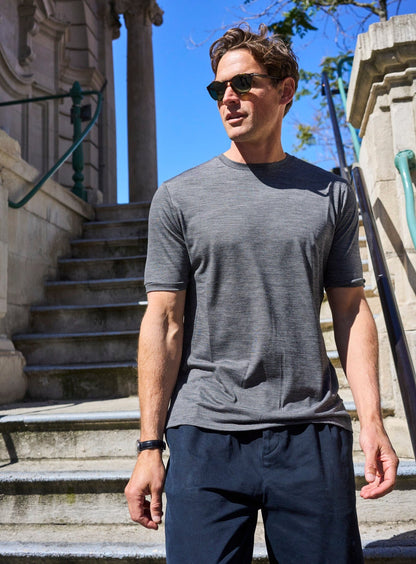 ZQ Merino Wool Jersey Charcoal Stripe T-Shirt T-Shirts Neem London 