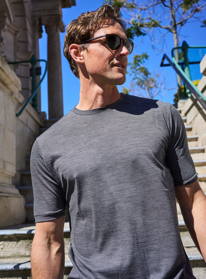 ZQ Merino Wool Jersey Charcoal Stripe T-Shirt T-Shirts Neem London 