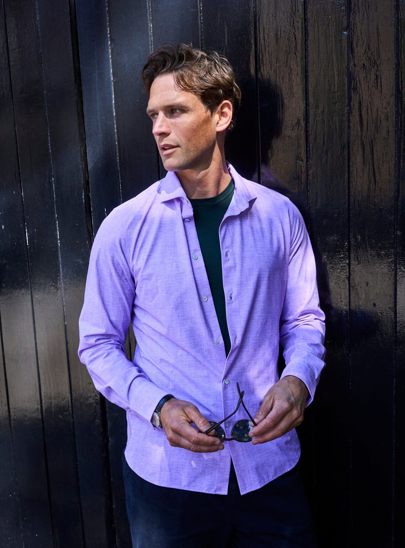 Recycled Italian Lilac Cut Away Comfort Shirt Comfort Shirts Neem London 