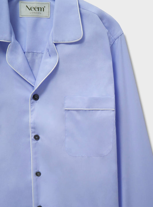 Regenerative Cotton Poplin Sky PJ Shirt Pyjama Shirt Neem London 