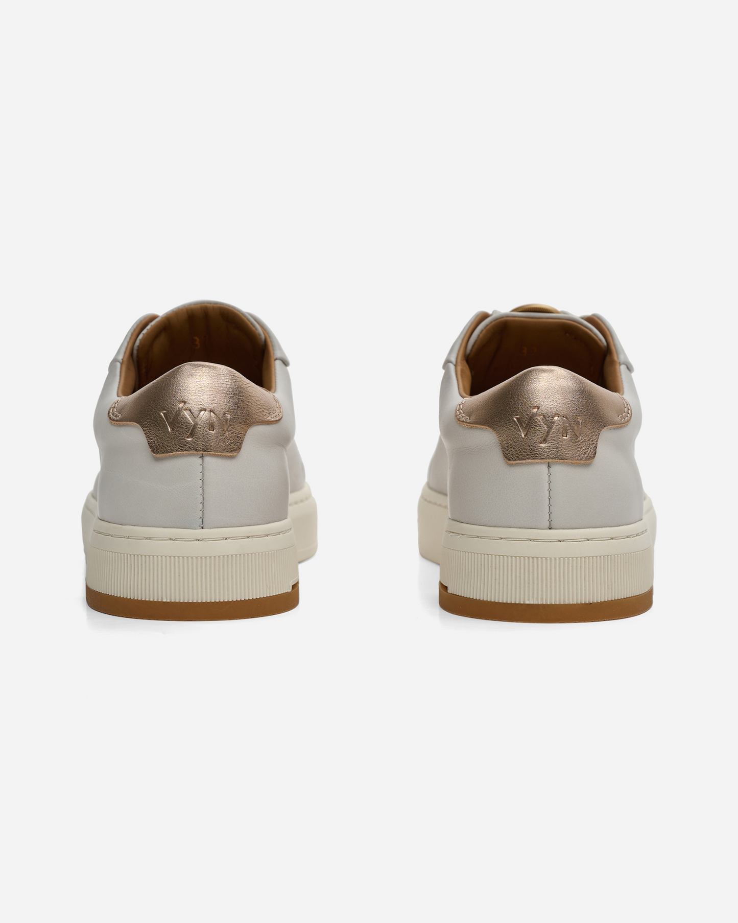 Women's Long-Luxe Off-White and Champagne Metallic Sneaker