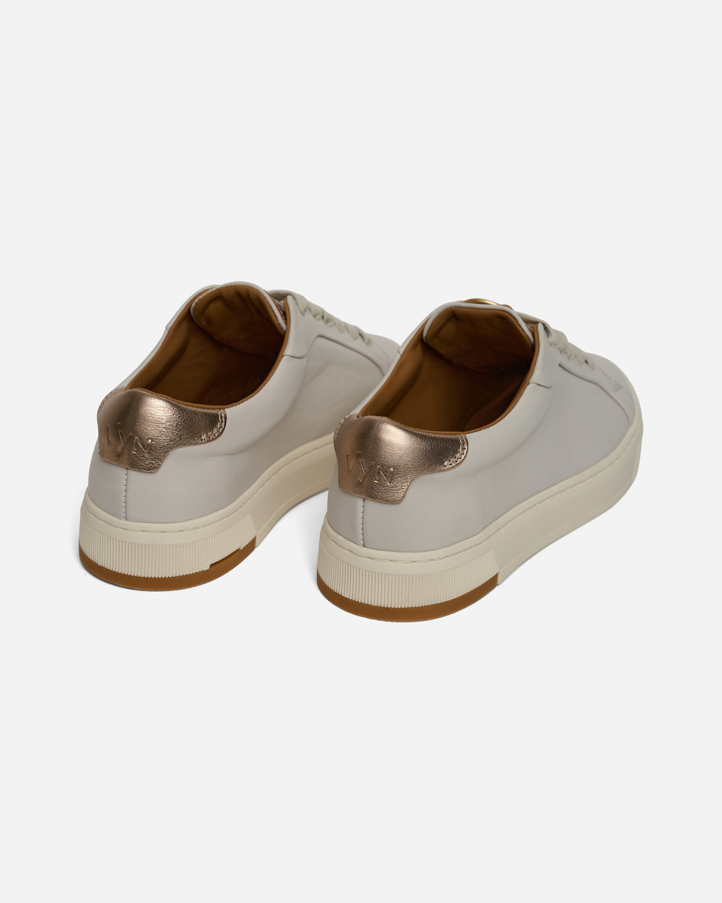 Women's Long-Luxe Off-White and Champagne Metallic Sneaker