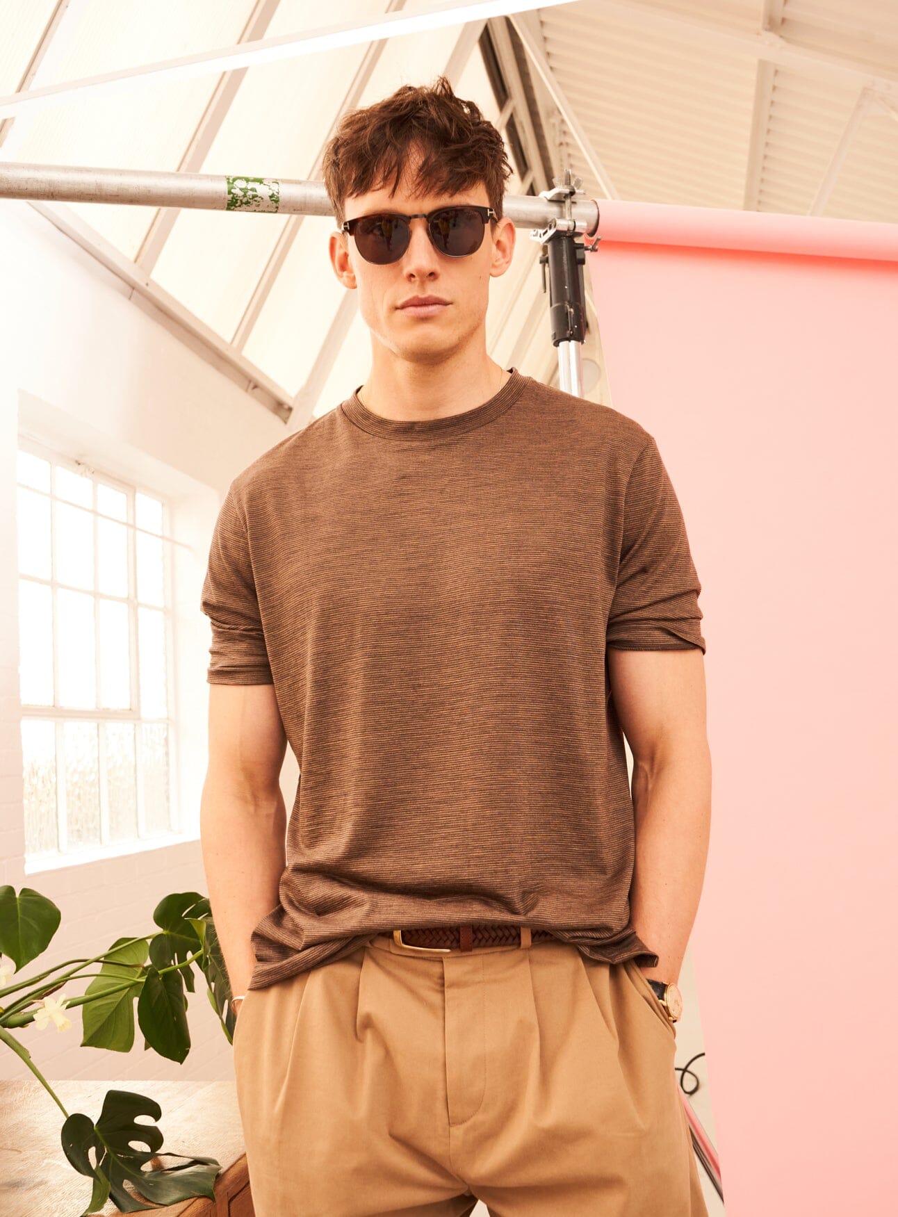 ZQ Merino Wool Jersey Tan stripe Neem T T-Shirts Neem London 
