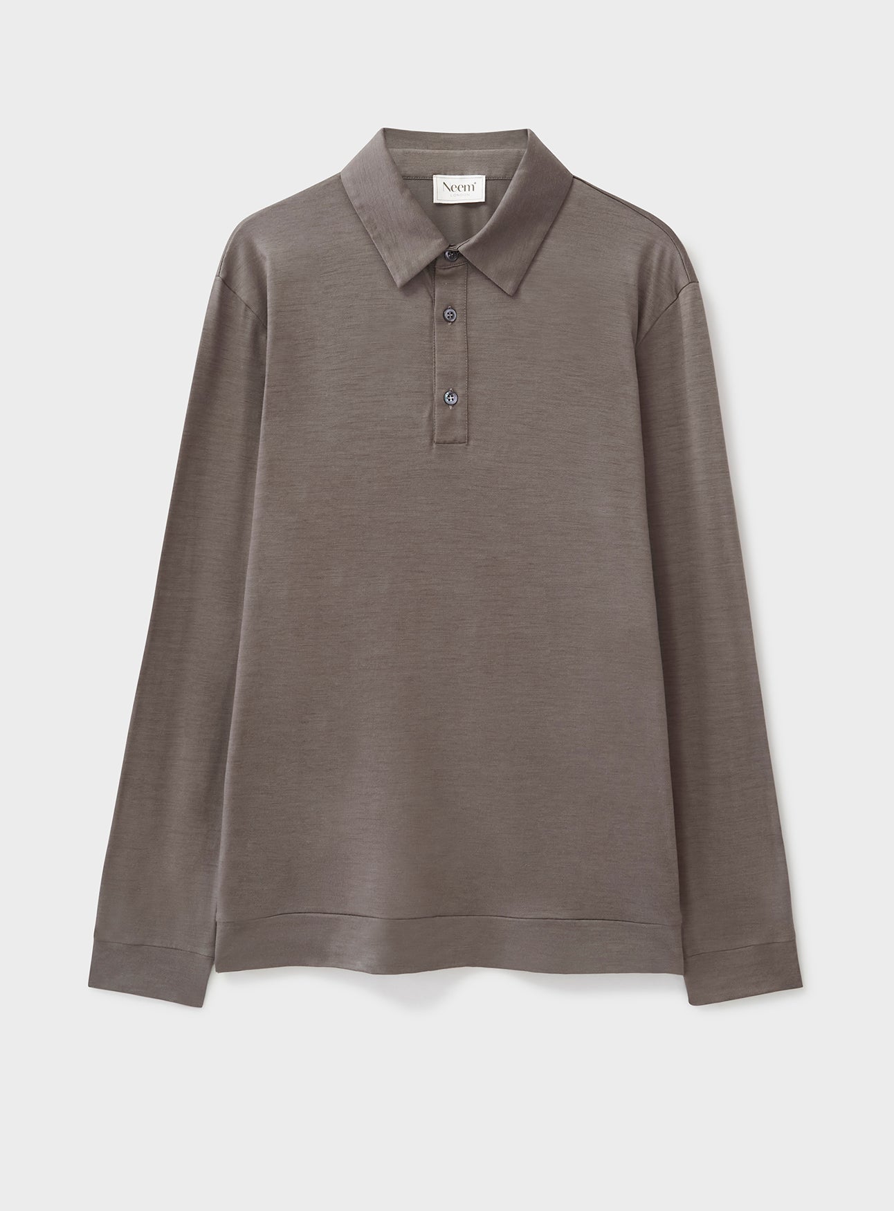 ZQ Merino Wool Jersey Oatmeal Long Sleeve Polo Shirt