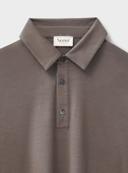 ZQ Merino Wool Jersey Oatmeal Long Sleeve Polo Shirt