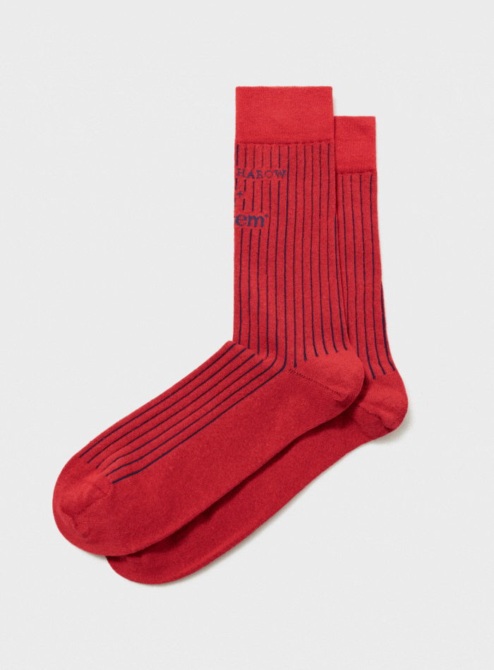 Recycled Cotton Pin Stripe Black/Red Socks
